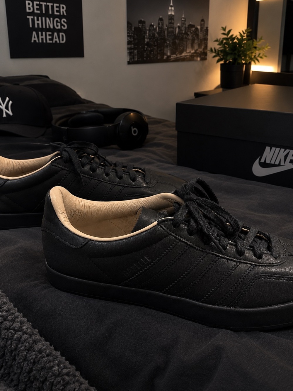 adidas Samba Black Leather Sneakers with Cream Lining